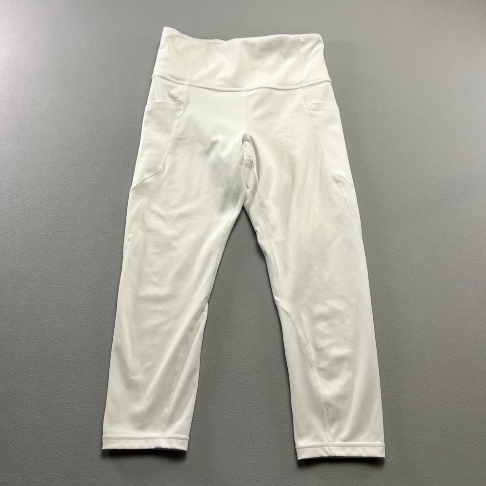 Athleta Capri Leggings Womens XS White Stretch High Waist Running Yoga Workout